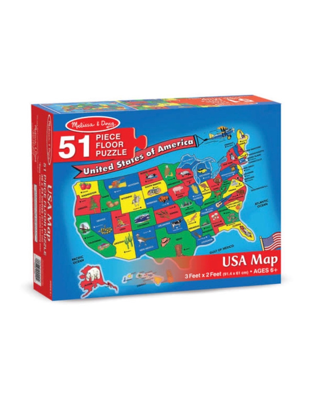 Melissa & Doug USA Map 51 Piece Floor Puzzle 3 Feet by 2 Feet Age 6 Plus Puzzles